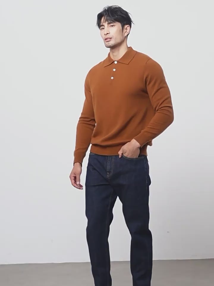 Men's Luxury 100% Cashmere Polo Sweater