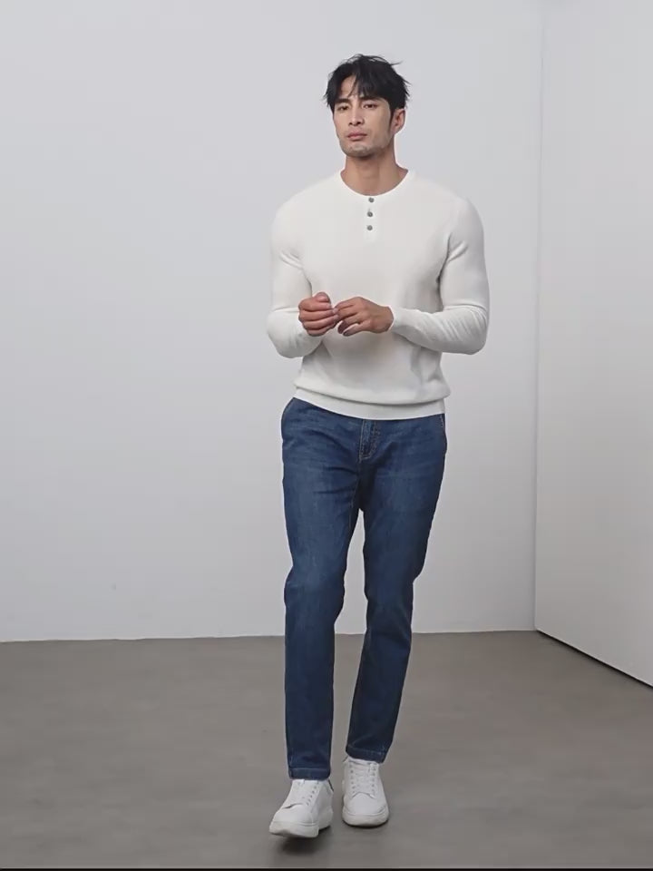 Men's Premium 100% Cashmere Henley Sweater