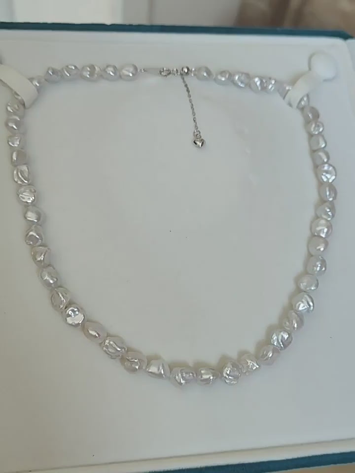 Freshwater Baroque Irregular Pearl Necklace Affordable White Keshi Pearl Strand