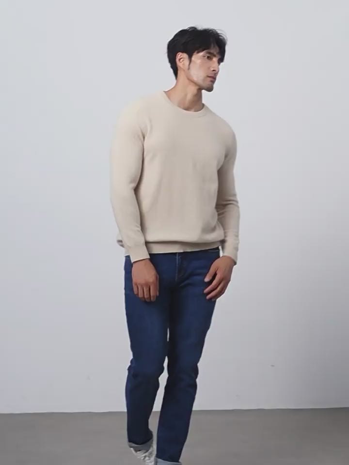 Men's Classic Crew Neck 100% Cashmere Pullover Sweater