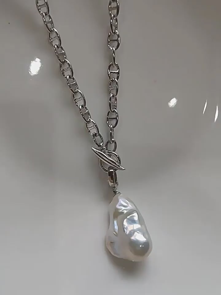 Natural Freshwater Baroque Pearl Pendant Necklace Genuine Big Irregular Pearl Drop Sweater Chain