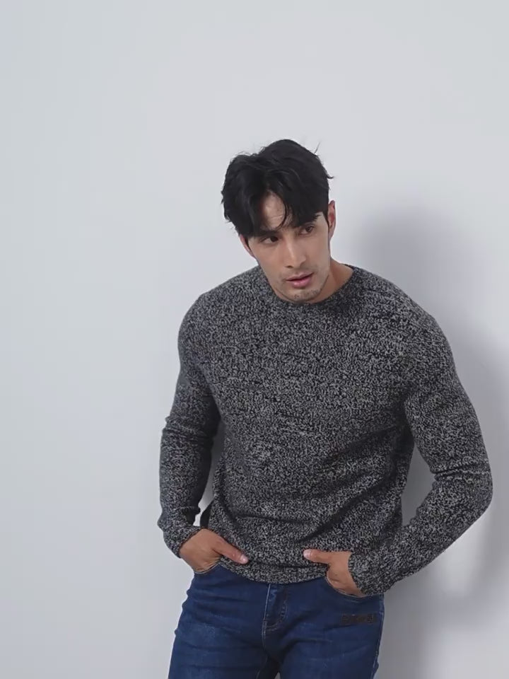 Men's Luxury Marled Crewneck 100% Cashmere Sweater