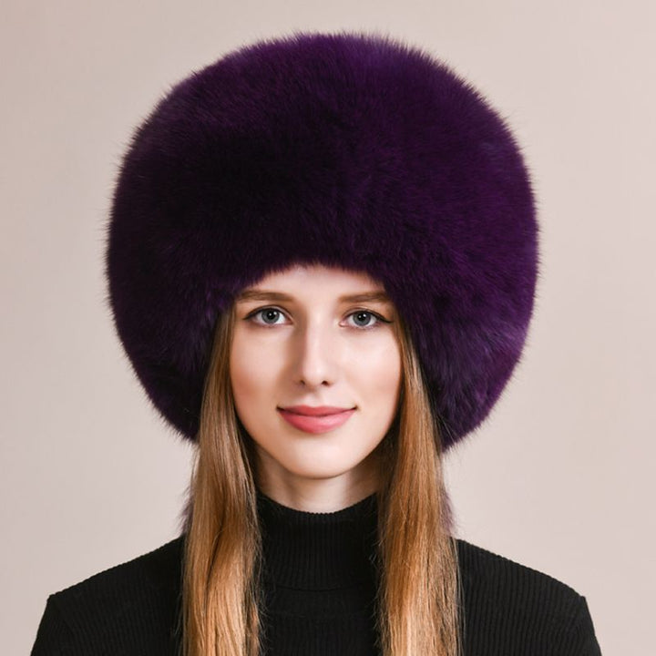 Soft Real Fox Fur Hat with Elegant Tails Women's Winter Fashion Cozy Full-Pelt Fur Beanie for Cold Weather