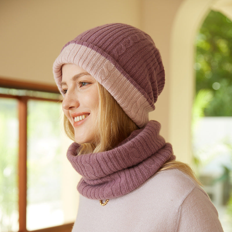 Cable Knit Cashmere Hat and Infinity Scarf Set