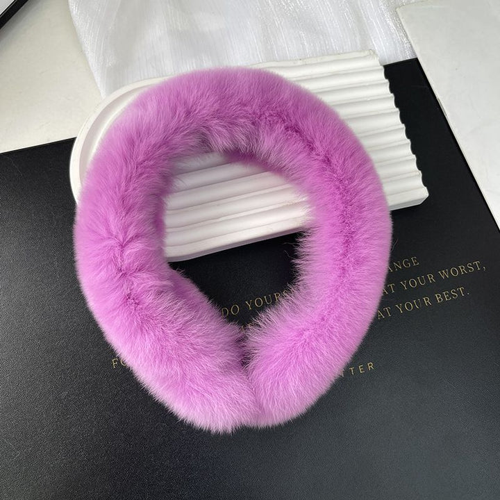 Real Rabbit Fur Headband Women's Soft Plush Leopard Print Hair Accessories