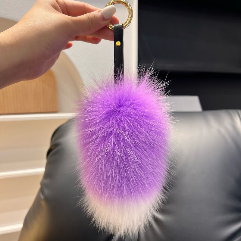 Cute Small Tail Real Fox Fur Keychain Luxury Fluffy Fur Bag Charm