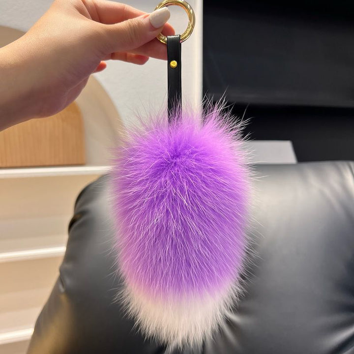Cute Small Tail Real Fox Fur Keychain Luxury Fluffy Fur Bag Charm