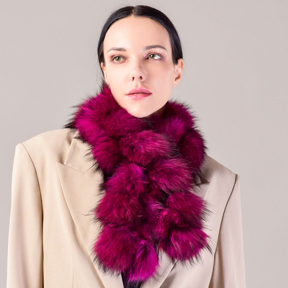 Fluffy Genuine Fox Fur Scarf Women Fashion Winter Warm Neck Wrap