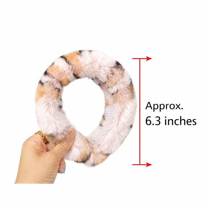 Real Rabbit Fur Headband Women's Soft Plush Leopard Print Hair Accessories