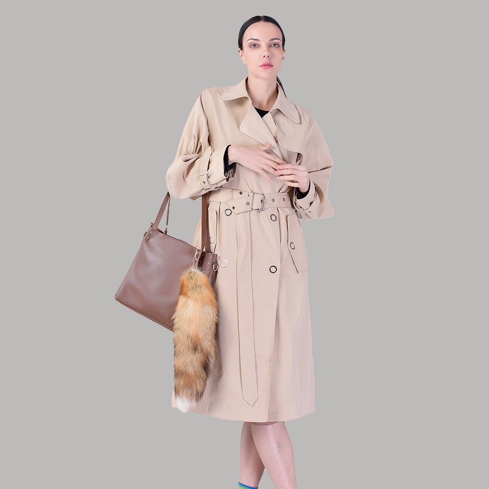 Natural Color Real Fox Fur Tail Keychain Oversized Fluffy Plush Bag Charm