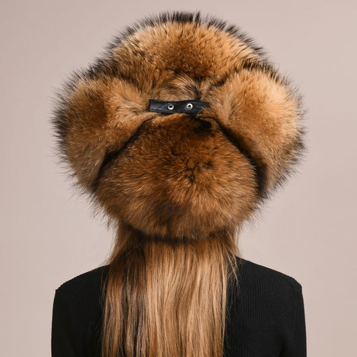 Luxury Genuine Fox Fur Trapper Hat Full Pelt Winter Pom Pom Hat Cold Wether Ushanka for Women