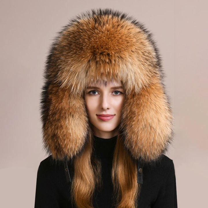 Luxury Genuine Fox Fur Trapper Hat Full Pelt Winter Pom Pom Hat Cold Wether Ushanka for Women