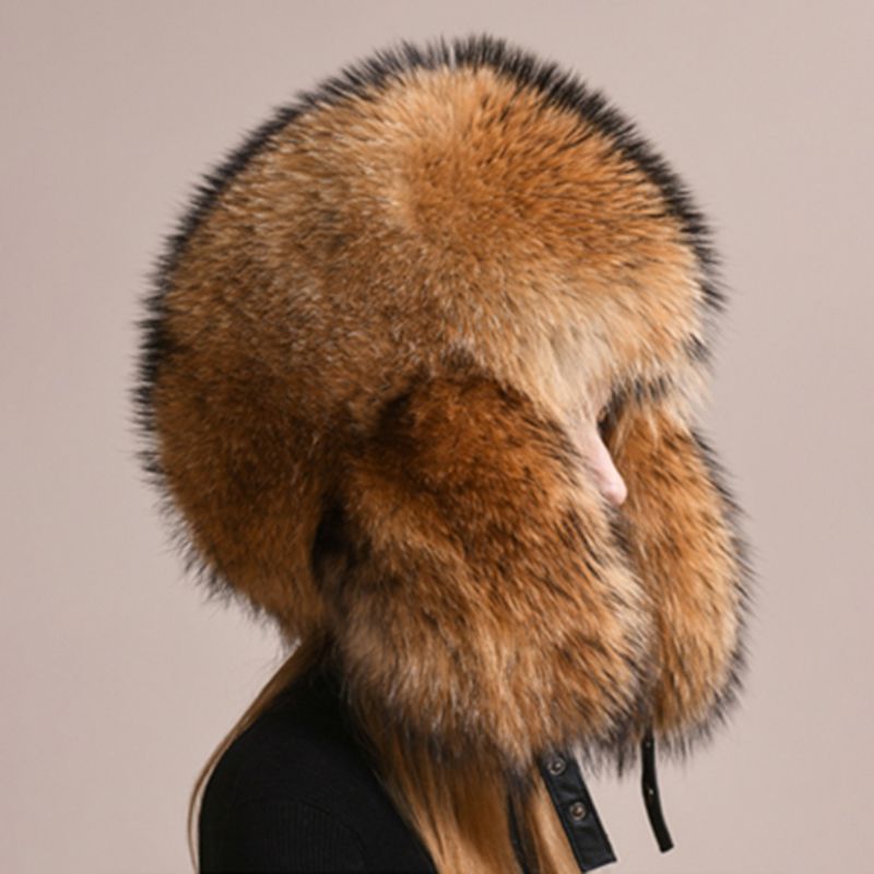Luxury Genuine Fox Fur Trapper Hat Full Pelt Winter Pom Pom Hat Cold Wether Ushanka for Women