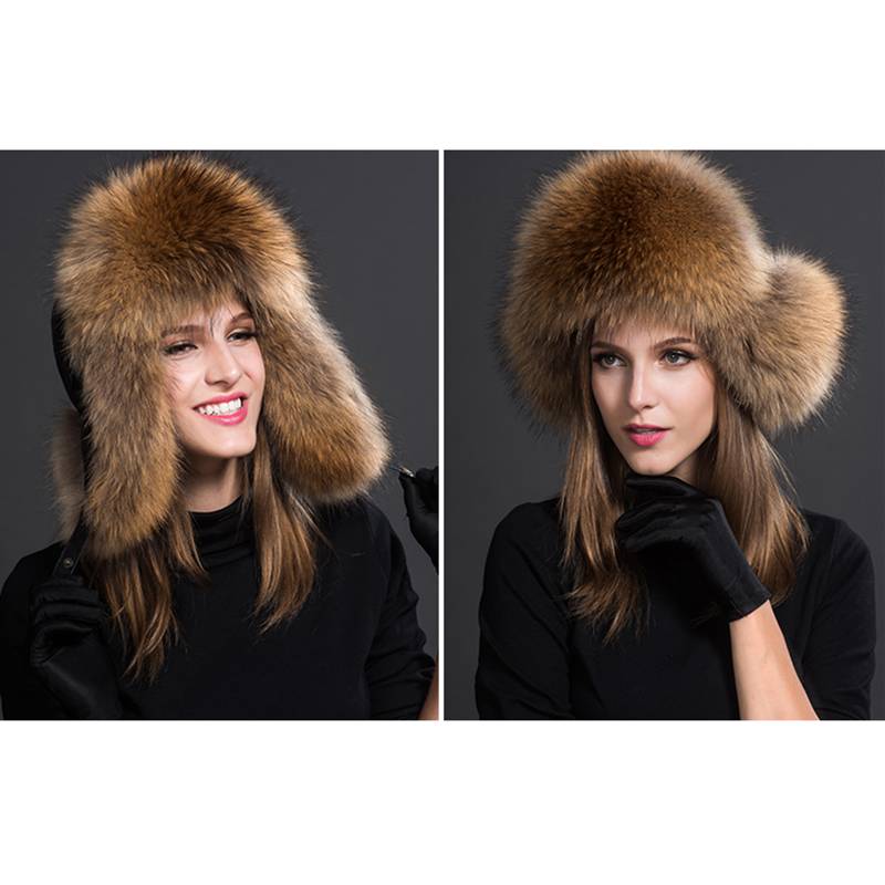 Real Fox Fur Trapper Hats for Women Winter Outdoor Cold Weather Fluffy Fuzzy Furry Genuine Fur Hats