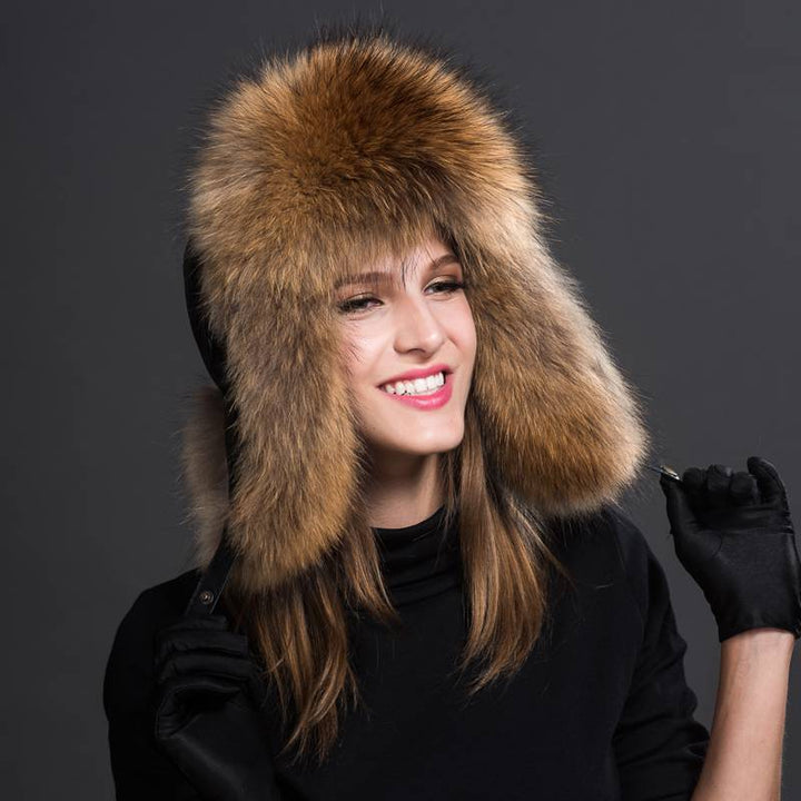 Real Fox Fur Trapper Hats for Women Winter Outdoor Cold Weather Fluffy Fuzzy Furry Genuine Fur Hats