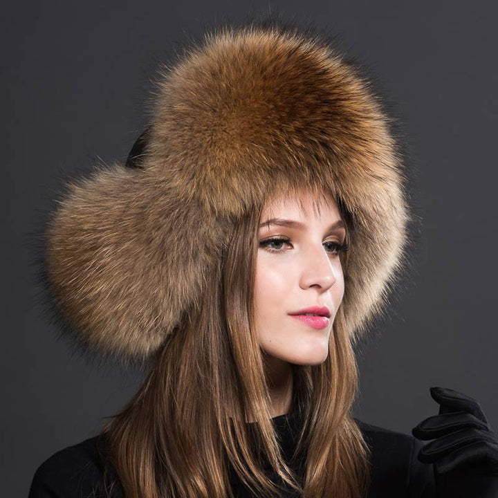 Real Fox Fur Trapper Hats for Women Winter Outdoor Cold Weather Fluffy Fuzzy Furry Genuine Fur Hats