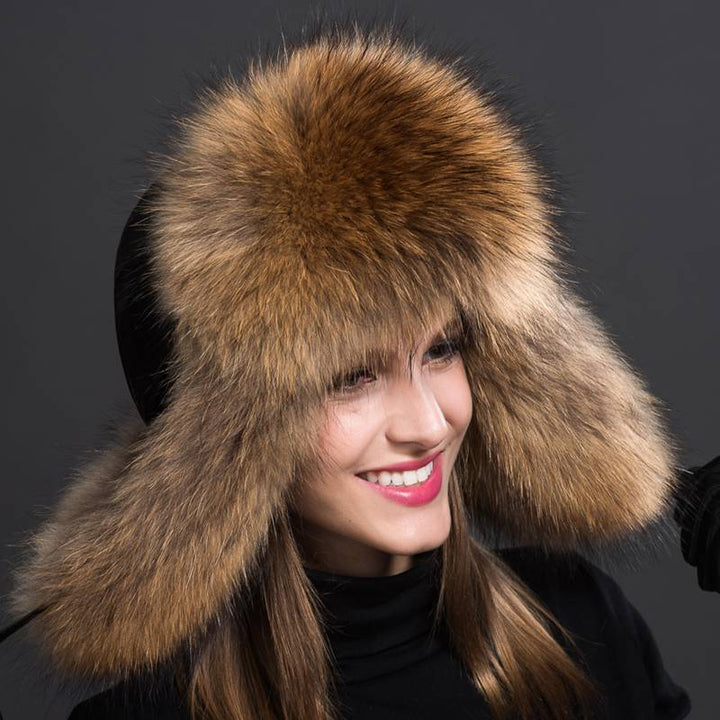 Real Fox Fur Trapper Hats for Women Winter Outdoor Cold Weather Fluffy Fuzzy Furry Genuine Fur Hats