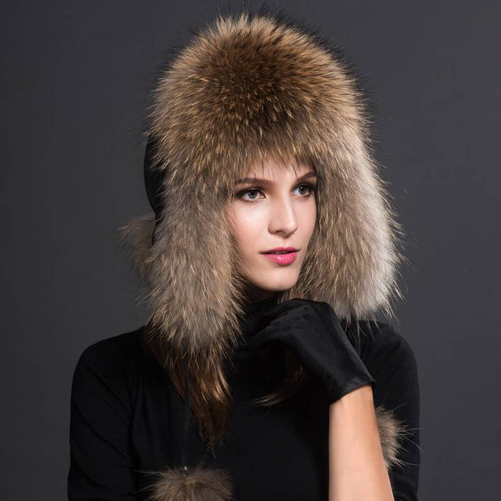 Real Fox Fur Trapper Hats for Women Winter Outdoor Cold Weather Fluffy Fuzzy Furry Genuine Fur Hats