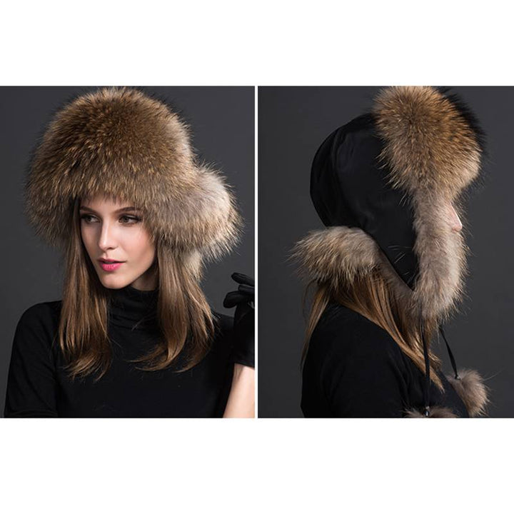 Real Fox Fur Trapper Hats for Women Winter Outdoor Cold Weather Fluffy Fuzzy Furry Genuine Fur Hats