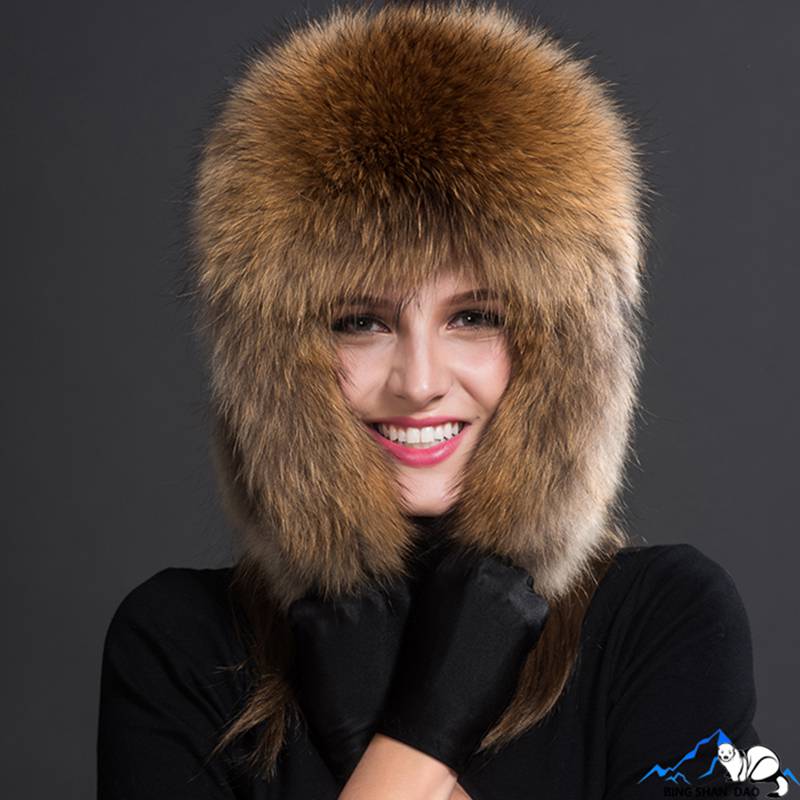 Real Fox Fur Trapper Hats for Women Winter Outdoor Cold Weather Fluffy Fuzzy Furry Genuine Fur Hats