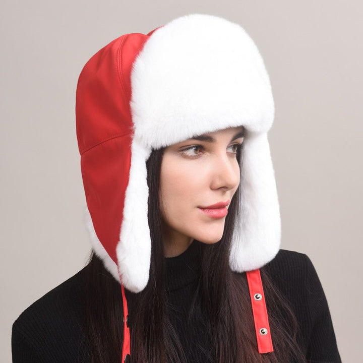 Minimalist Soft Rabbit Fur Trapper Hat for Women Winter Lightweight Warm Fur Hat with Ear Flaps
