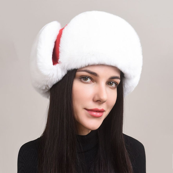 Minimalist Soft Rabbit Fur Trapper Hat for Women Winter Lightweight Warm Fur Hat with Ear Flaps