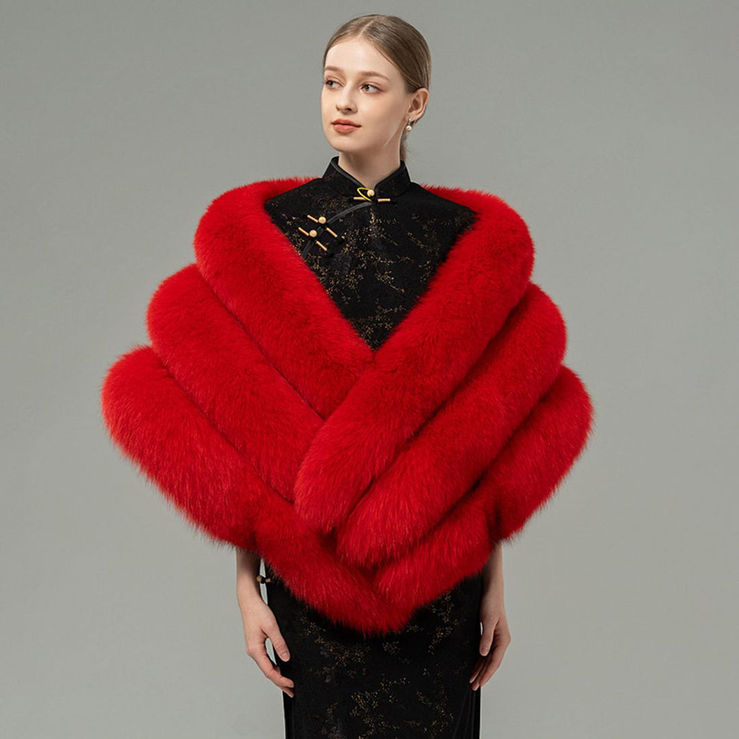 Oversized Women's Luxurious Genuine Fox Fur Shawl Wrap Stole Cape For Evening Dress Wedding Party