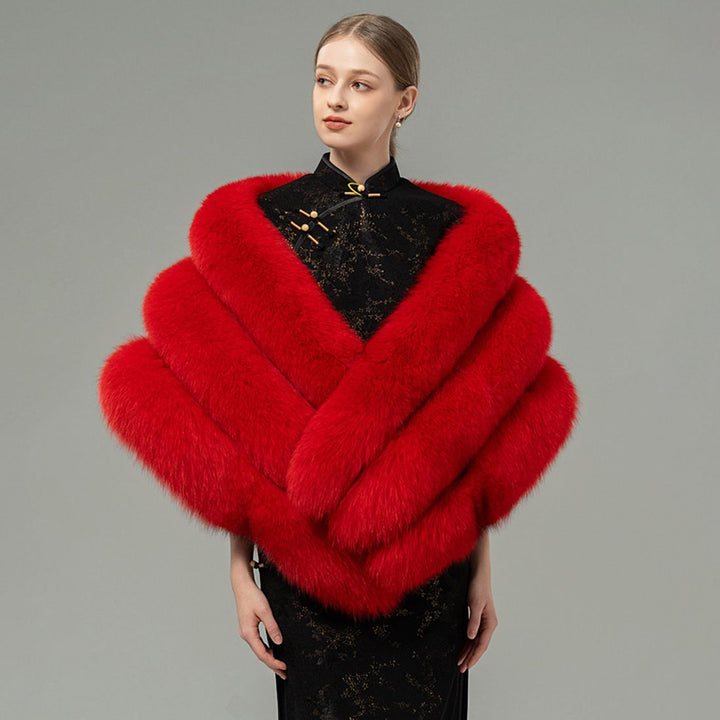 Oversized Women's Luxurious Genuine Fox Fur Shawl Wrap Stole Cape For Evening Dress Wedding Party