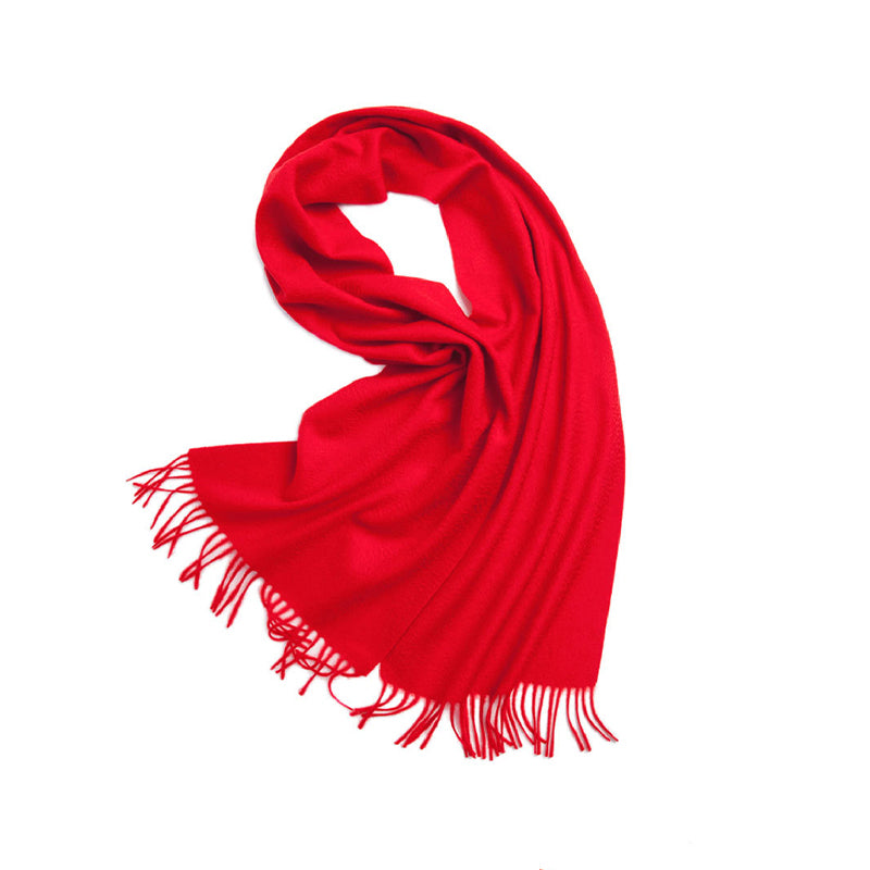 Basic Solid Color Long Cashmere Scarf with Tassels