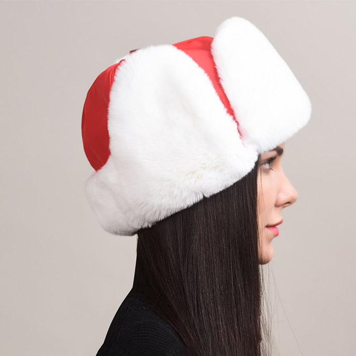 Minimalist Soft Rabbit Fur Trapper Hat for Women Winter Lightweight Warm Fur Hat with Ear Flaps