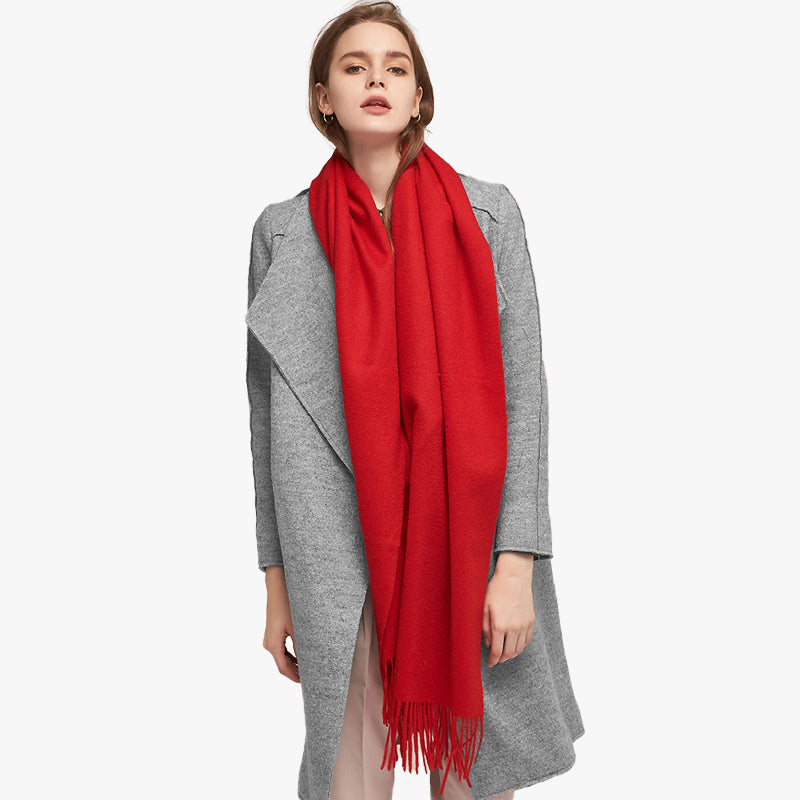 Basic Solid Color Long Cashmere Scarf with Tassels