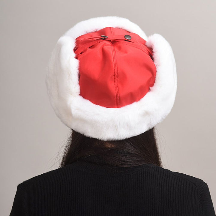Minimalist Soft Rabbit Fur Trapper Hat for Women Winter Lightweight Warm Fur Hat with Ear Flaps