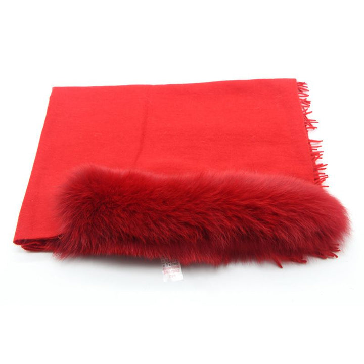 Cashmere Shawl with Real Fox Raccoon Fur Collar for Women Luxury Cashmere Wrap Scarf Winter Stole