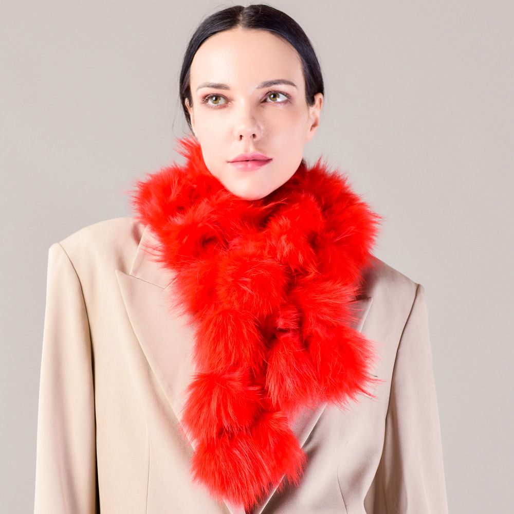Fluffy Genuine Fox Fur Scarf Women Fashion Winter Warm Neck Wrap