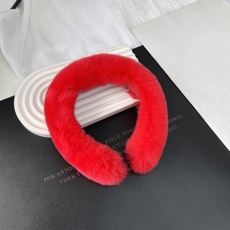 Real Rabbit Fur Headband Women's Soft Plush Leopard Print Hair Accessories