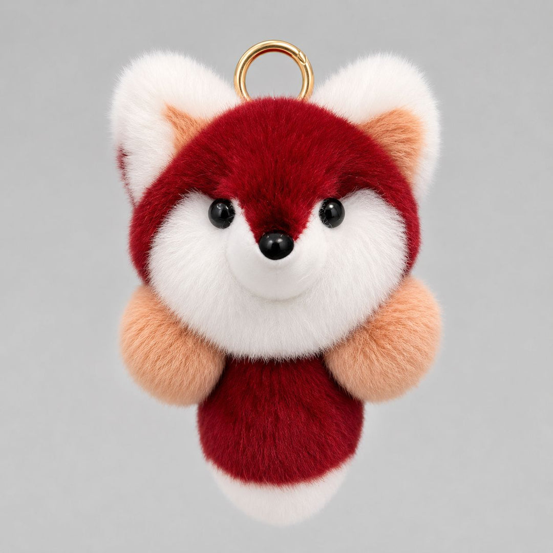 Cute Real Rabbit Fur Fox Keychain Fluffy Plush Furry Animal Bag Charm