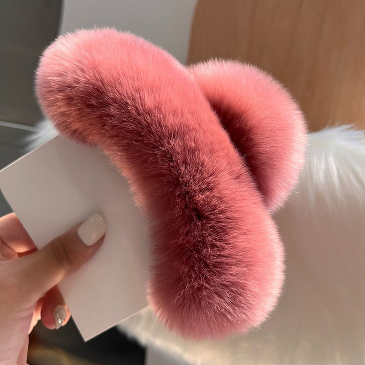 Large Fluffy Rabbit Fur Claw Clip