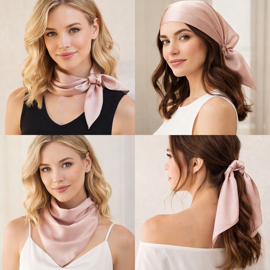 12"-35" Classic Solid Color 100% Mulberry Silk Square Scarves