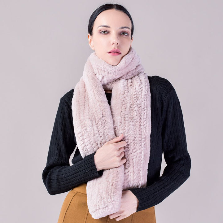 Real Rabbit Fur Scarf Women Winter Soft Warm Fashion Long Scarves