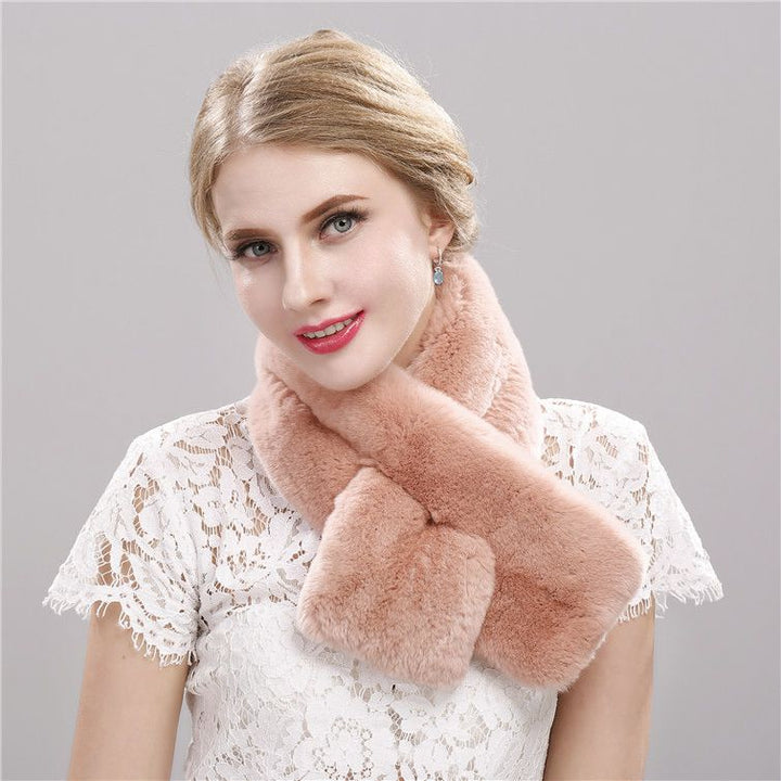 Soft Real Rabbit Fur Scarf for Women Warm Winter Collar Wrap