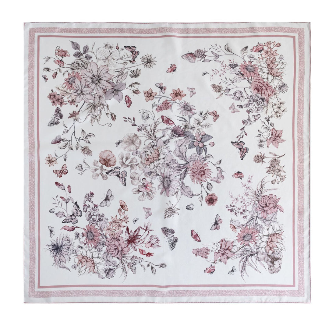 35" x 35" Floral Printed Large Silk Sqaure Scarf Women's Mulberry Silk Head Wrap