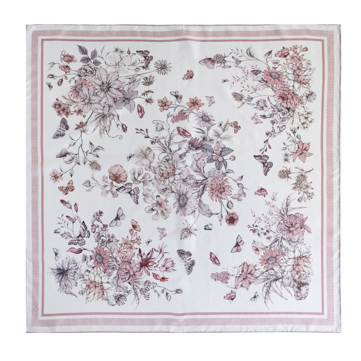 35" x 35" Floral Printed Large Silk Sqaure Scarf Women's Mulberry Silk Head Wrap