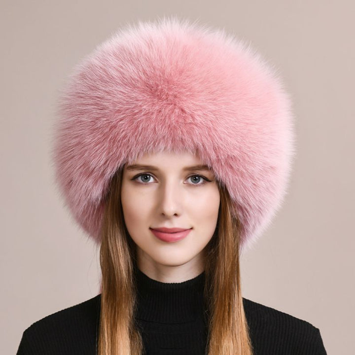 Soft Real Fox Fur Hat with Elegant Tails Women's Winter Fashion Cozy Full-Pelt Fur Beanie for Cold Weather