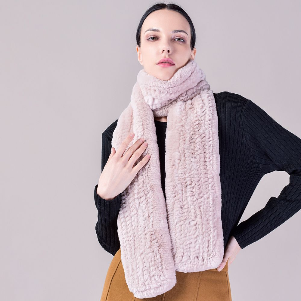 Real Rabbit Fur Scarf Women Winter Soft Warm Fashion Long Scarves