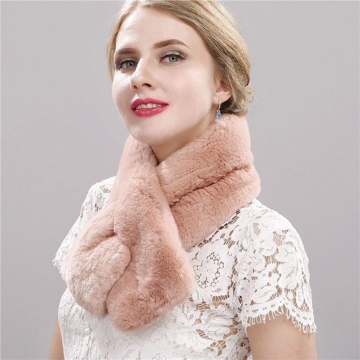 Soft Real Rabbit Fur Scarf for Women Warm Winter Collar Wrap