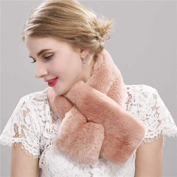Soft Real Rabbit Fur Scarf for Women Warm Winter Collar Wrap