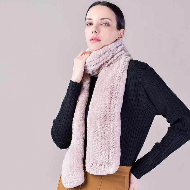 Real Rabbit Fur Scarf Women Winter Soft Warm Fashion Long Scarves