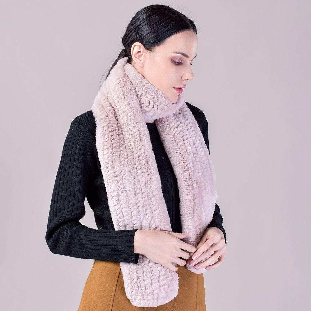 Real Rabbit Fur Scarf Women Winter Soft Warm Fashion Long Scarves
