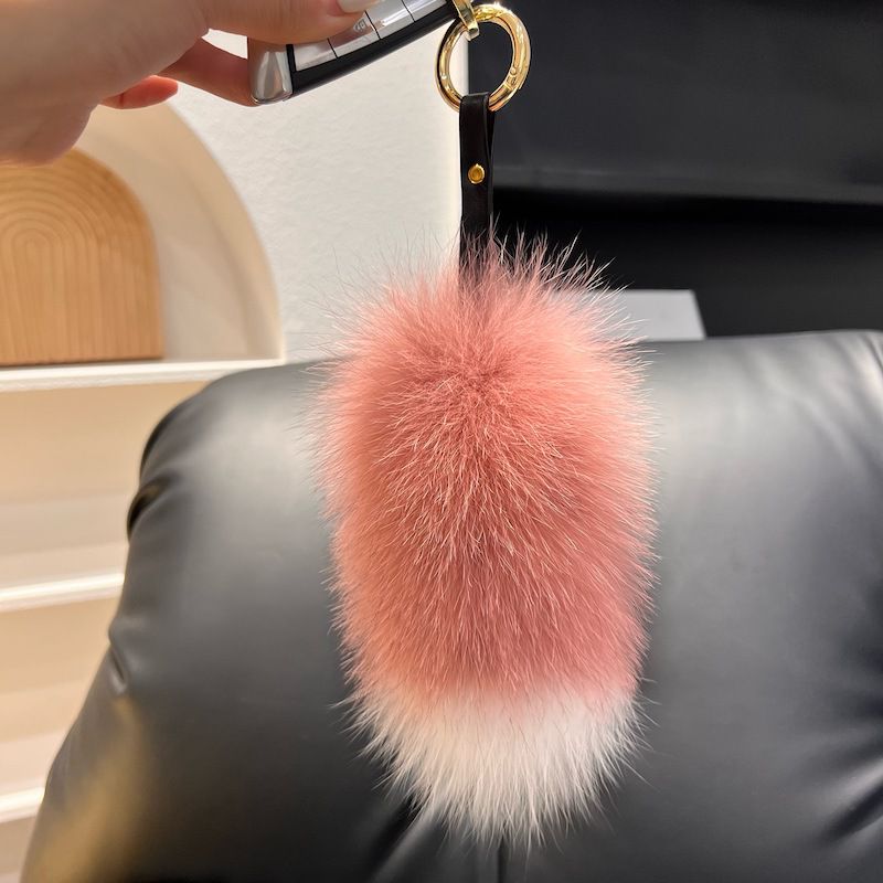 Cute Small Tail Real Fox Fur Keychain Luxury Fluffy Fur Bag Charm