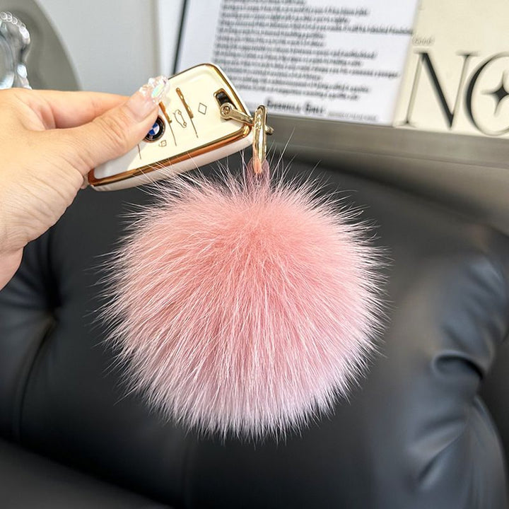 Genuine Fox Fur Pom-Pom Keychain Luxury Fluffy Fur Ball Bag Charm